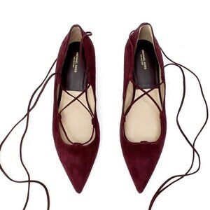 NEW! Michael Kors Collection Kallie Runway Lace Up Flat in Genuine Suede
